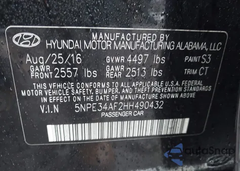 2017 Hyundai Sonata Sport z USA, uszkodzony, nr VIN 5NPE34AF2HH490432